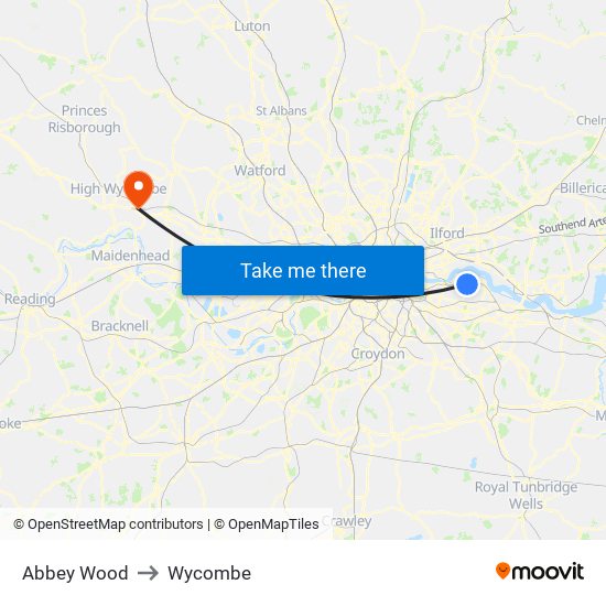 Abbey Wood to Wycombe map