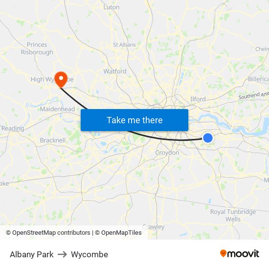 Albany Park to Wycombe map