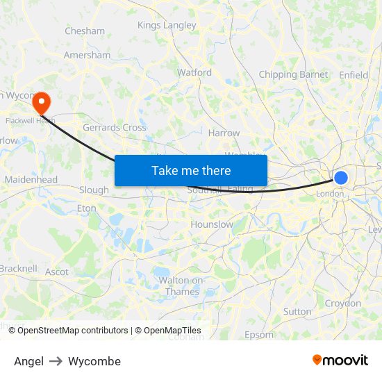 Angel to Wycombe map