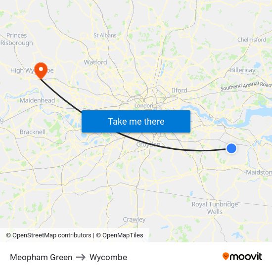 Meopham Green to Wycombe map