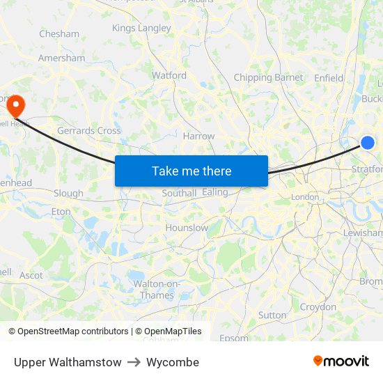 Upper Walthamstow to Wycombe map