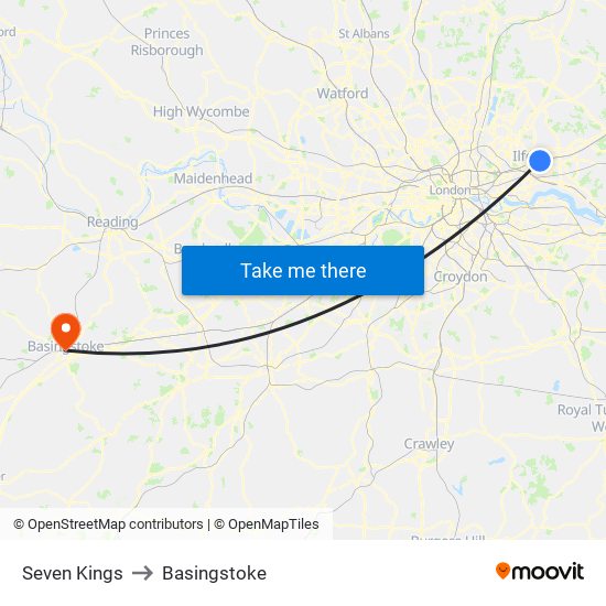 Seven Kings to Basingstoke map