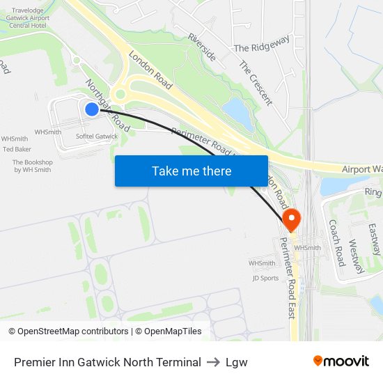 Premier Inn Gatwick North Terminal to Lgw map