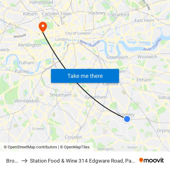 Bromley to Station Food & Wine 314 Edgware Road, Paddington, London, W2   1dy map