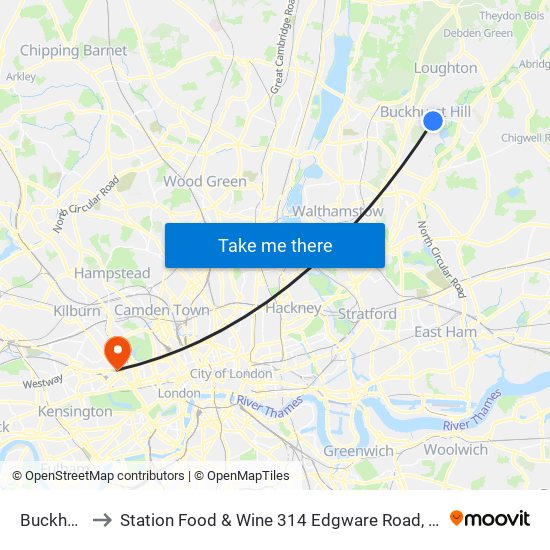 Buckhurst Hill to Station Food & Wine 314 Edgware Road, Paddington, London, W2   1dy map