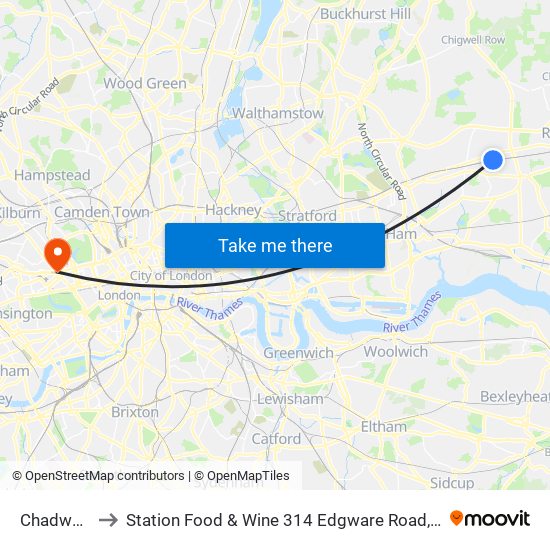 Chadwell Heath to Station Food & Wine 314 Edgware Road, Paddington, London, W2   1dy map