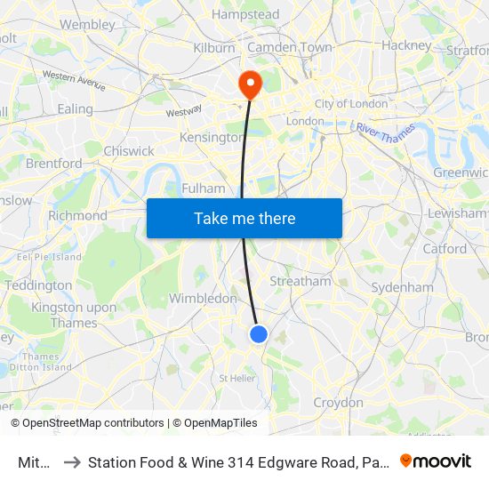 Mitcham to Station Food & Wine 314 Edgware Road, Paddington, London, W2   1dy map