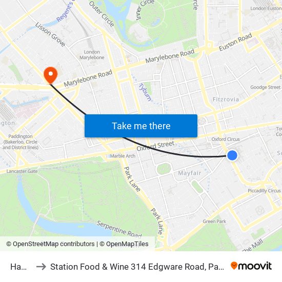 Hamleys to Station Food & Wine 314 Edgware Road, Paddington, London, W2   1dy map