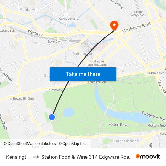 Kensington Palace to Station Food & Wine 314 Edgware Road, Paddington, London, W2   1dy map