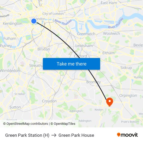 Green Park Station (H) to Green Park House map