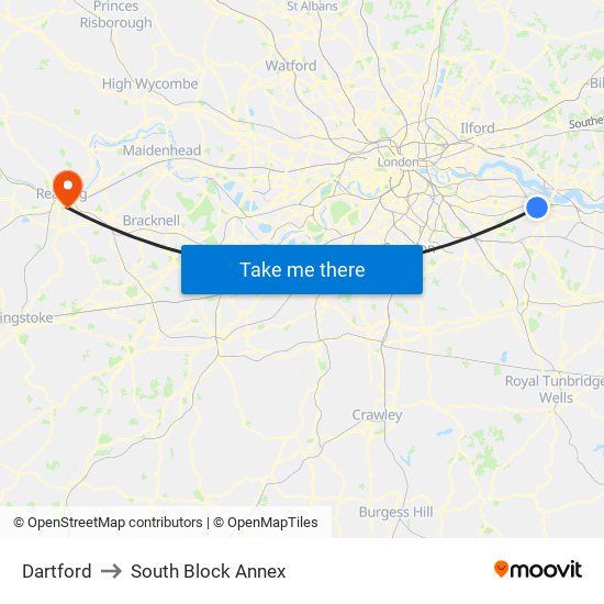 Dartford to South Block Annex map