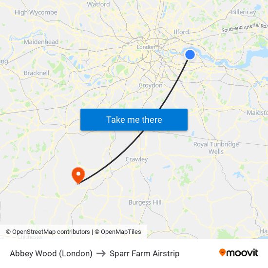 Abbey Wood (London) to Sparr Farm Airstrip map