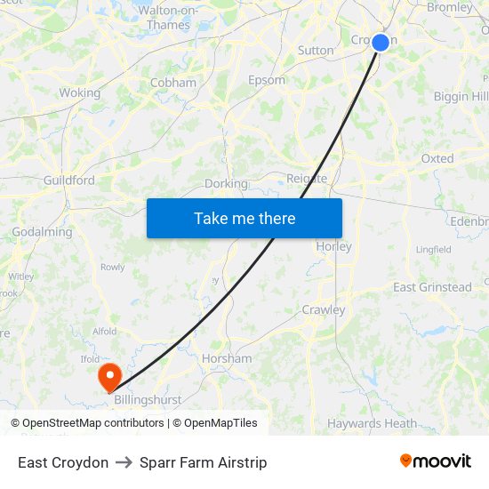 East Croydon to Sparr Farm Airstrip map