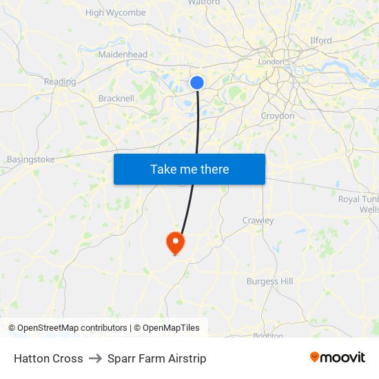 Hatton Cross to Sparr Farm Airstrip map