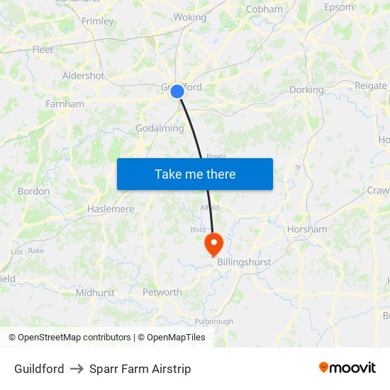 Guildford to Sparr Farm Airstrip map