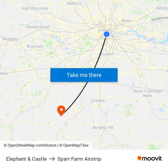 Elephant & Castle to Sparr Farm Airstrip map