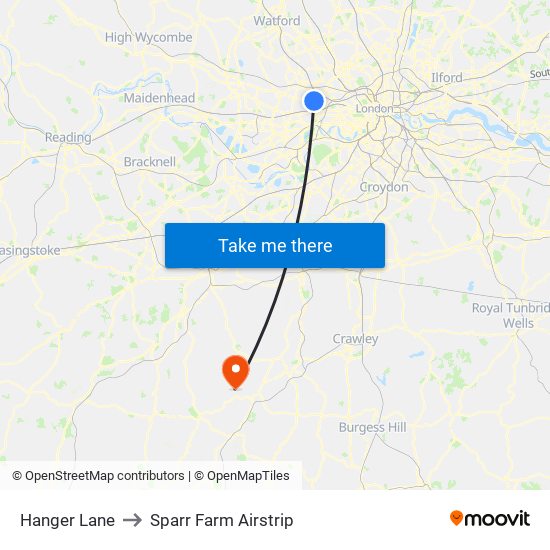 Hanger Lane to Sparr Farm Airstrip map