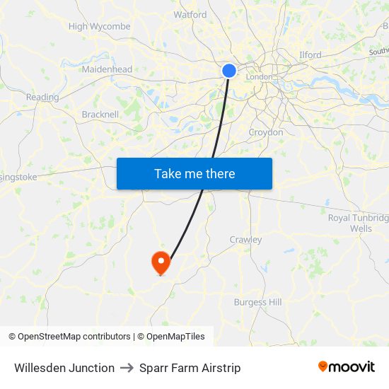 Willesden Junction to Sparr Farm Airstrip map