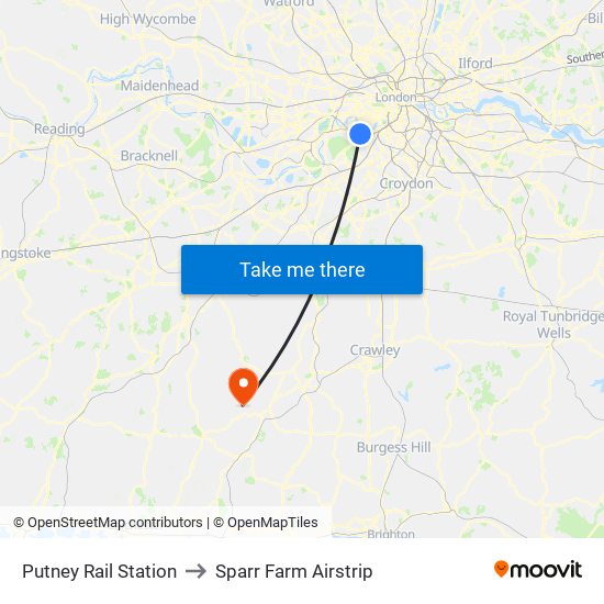 Putney Rail Station to Sparr Farm Airstrip map