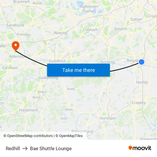 Redhill to Bae Shuttle Lounge map