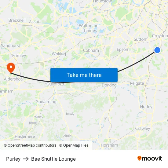 Purley to Bae Shuttle Lounge map