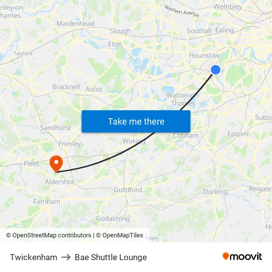 Twickenham to Bae Shuttle Lounge map