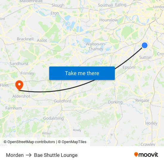 Morden to Bae Shuttle Lounge map