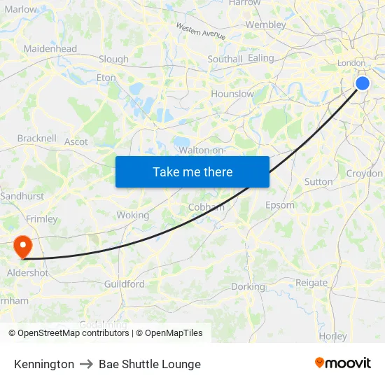Kennington to Bae Shuttle Lounge map