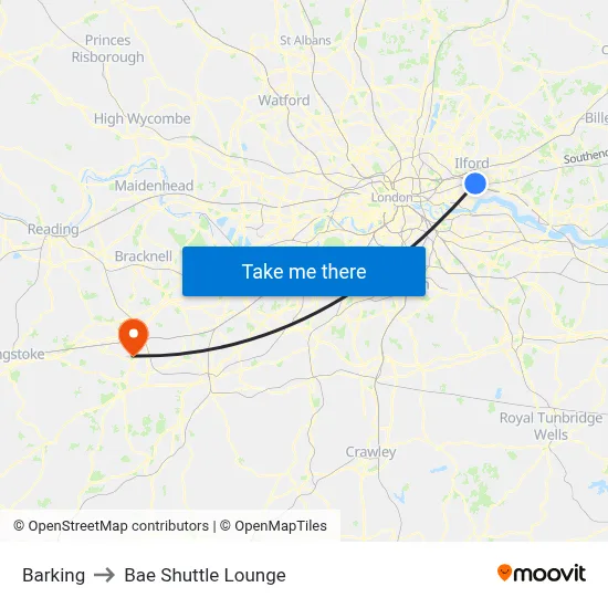 Barking to Bae Shuttle Lounge map