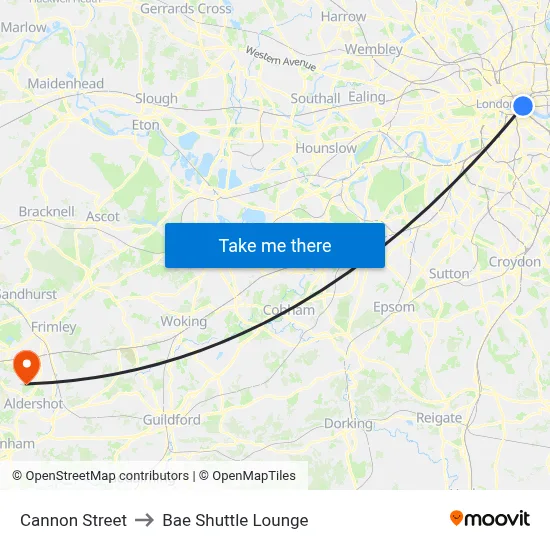 Cannon Street to Bae Shuttle Lounge map