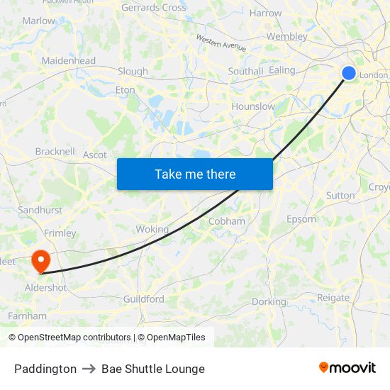 Paddington to Bae Shuttle Lounge map
