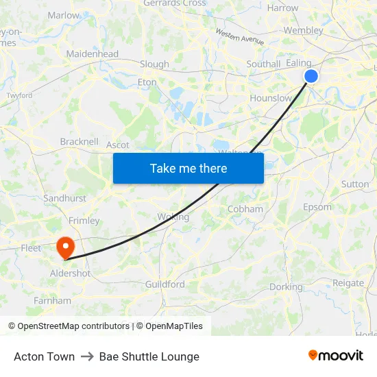 Acton Town to Bae Shuttle Lounge map