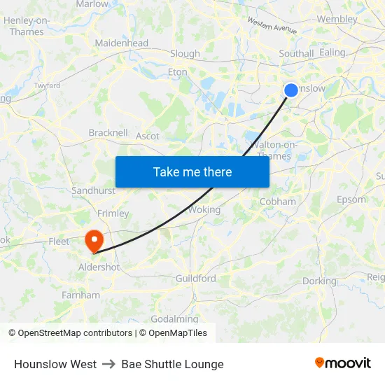 Hounslow West to Bae Shuttle Lounge map