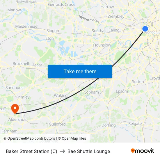 Baker Street Station (C) to Bae Shuttle Lounge map