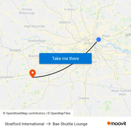 Stratford International to Bae Shuttle Lounge map