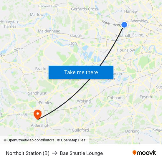 Northolt Station (B) to Bae Shuttle Lounge map