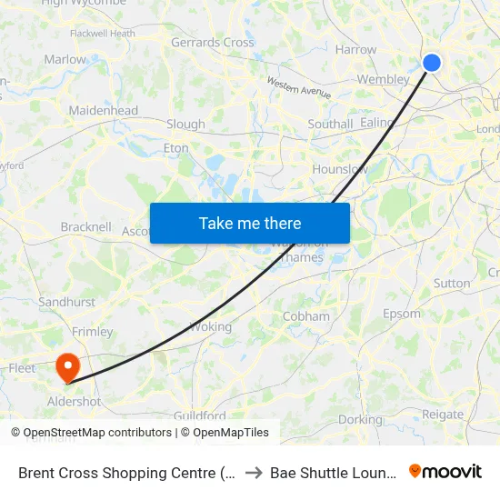 Brent Cross Shopping Centre (C) to Bae Shuttle Lounge map