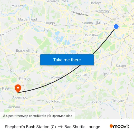 Shepherd's Bush Station (C) to Bae Shuttle Lounge map