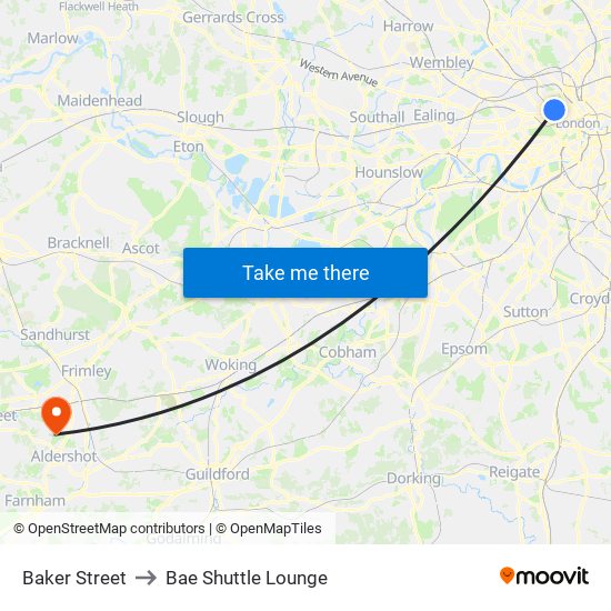 Baker Street to Bae Shuttle Lounge map