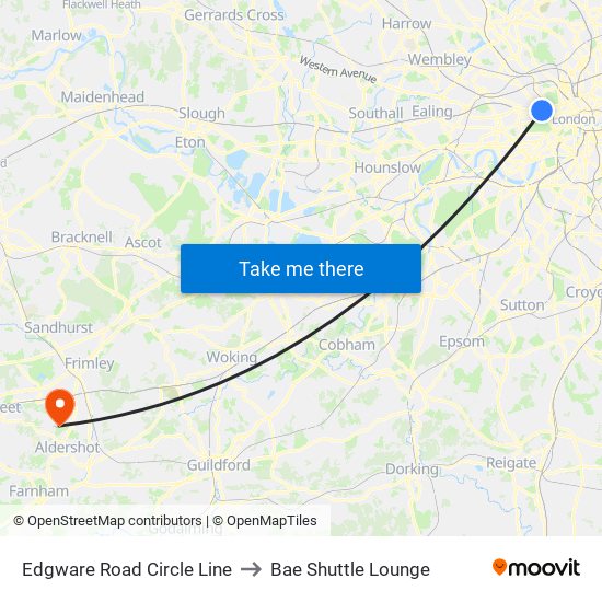 Edgware Road Circle Line to Bae Shuttle Lounge map