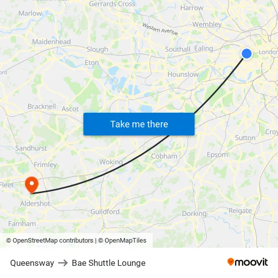 Queensway to Bae Shuttle Lounge map