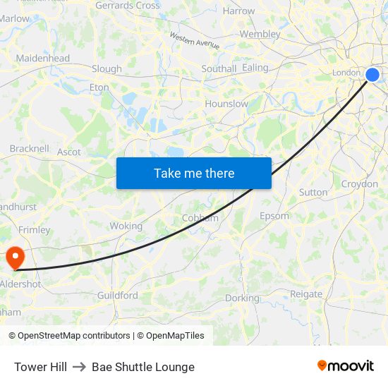 Tower Hill to Bae Shuttle Lounge map