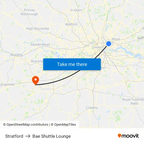 Stratford to Bae Shuttle Lounge map