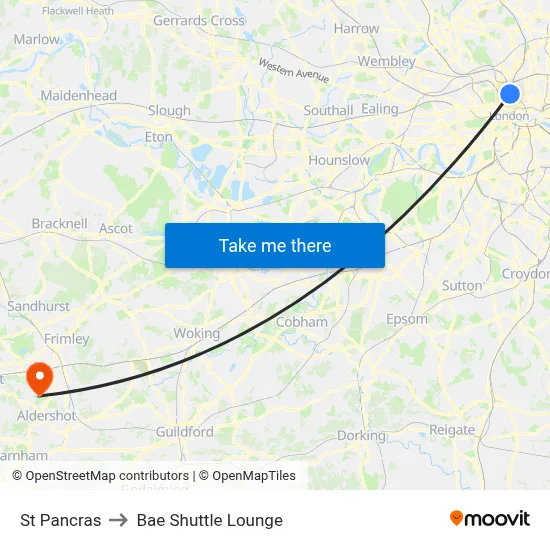 St Pancras to Bae Shuttle Lounge map
