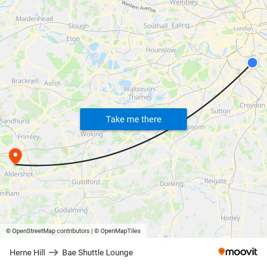 Herne Hill to Bae Shuttle Lounge map