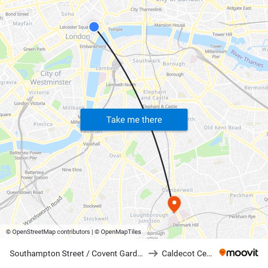 Southampton Street / Covent Garden (A) to Caldecot Centre map
