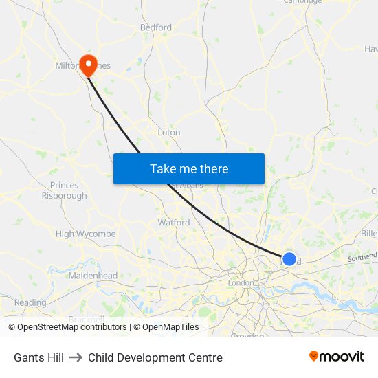 Gants Hill to Child Development Centre map