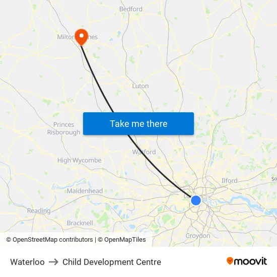 Waterloo to Child Development Centre map