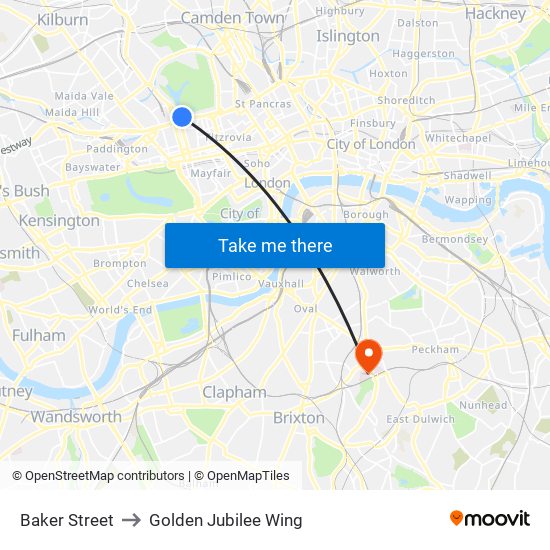 Baker Street to Golden Jubilee Wing map