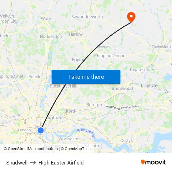 Shadwell to High Easter Airfield map